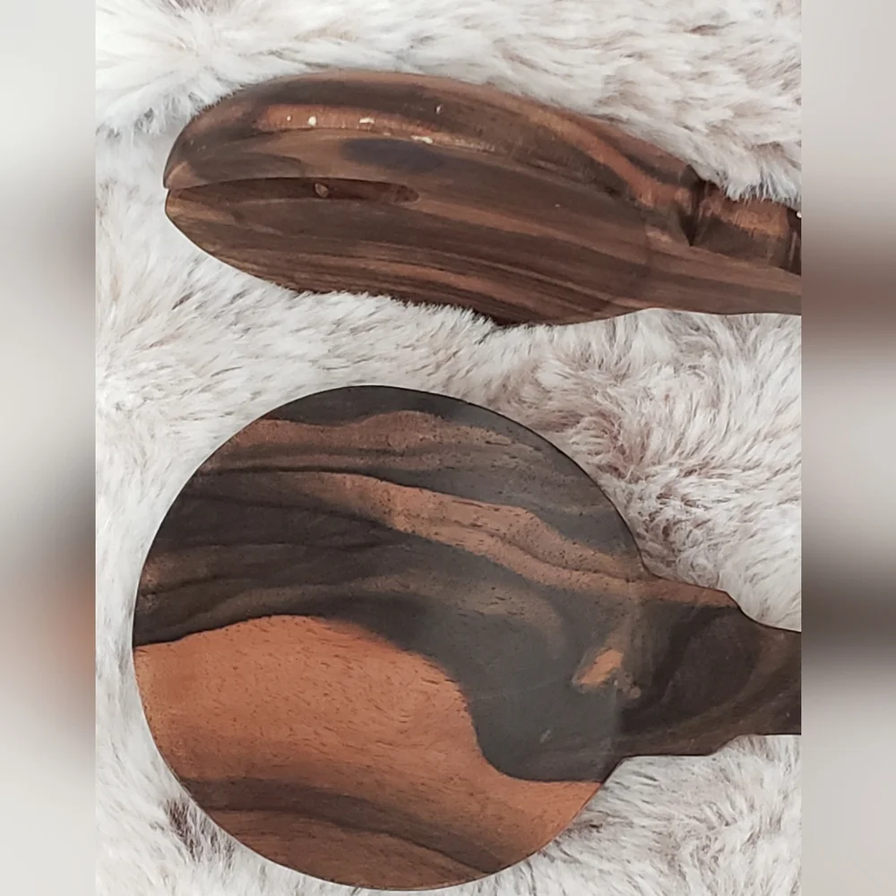 Teak salad servers fork and spoon